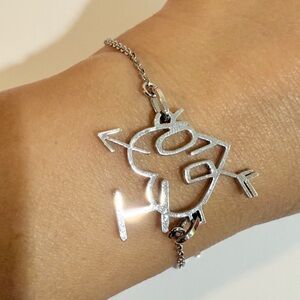 I live Dior Silver Heart and Arrow Bracelet